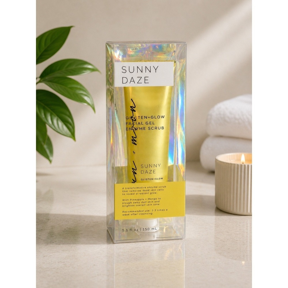 Sunny Daze Sun + Moon Glisten + Glow Facial Gel Enzyme Scrub 5.1oz Pineapple